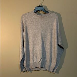I Levrieri Cashmere Silk Blend Men's Cable Knit Long Sleeve Sweater Grey XL